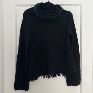 Black turtleneck from Anthropologie w fringe at bottom size S